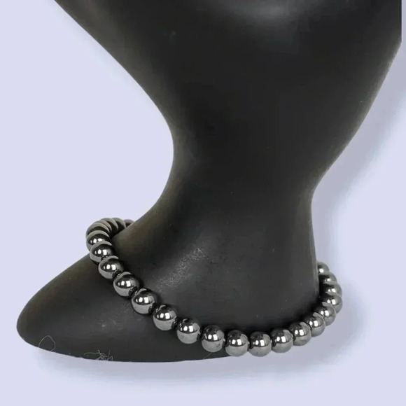 (2/$20) Hematite Beaded Elastic Bracelet - Picture 1 of 4